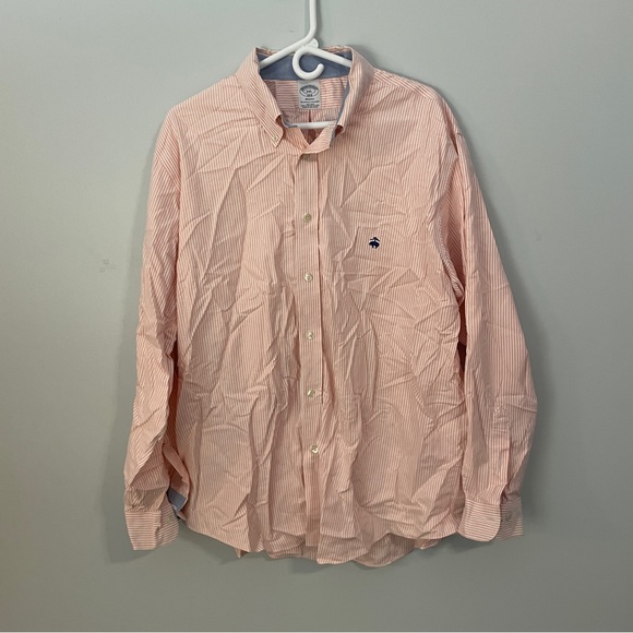 Brooks Brothers Light Pink & White Striped Long Sleeve Button Down Size - Picture 1 of 7